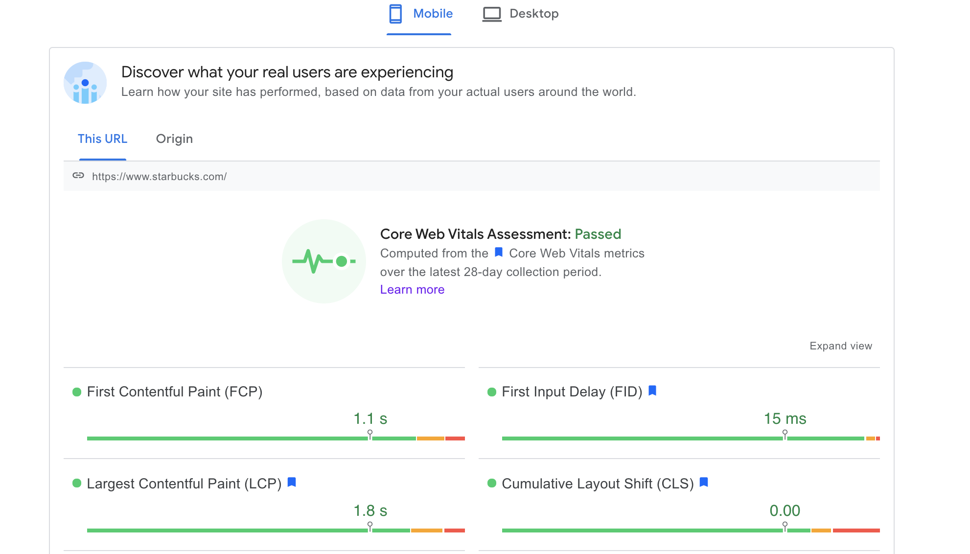Основные жизненные показатели сети