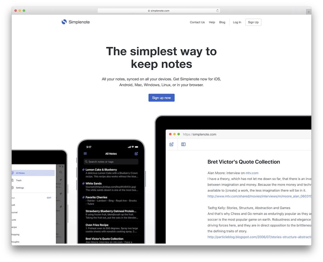 simplenote online notes taking tool