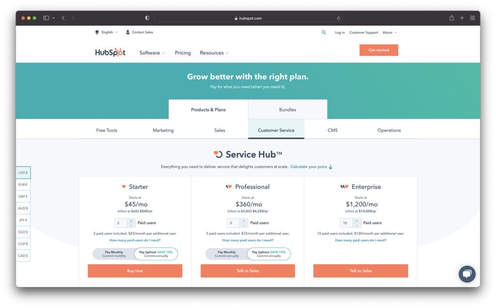 hubspot service hub - лучшее программное обеспечение службы поддержки для электронной коммерции