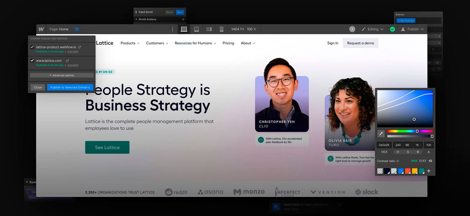 Интерфейс Webflow