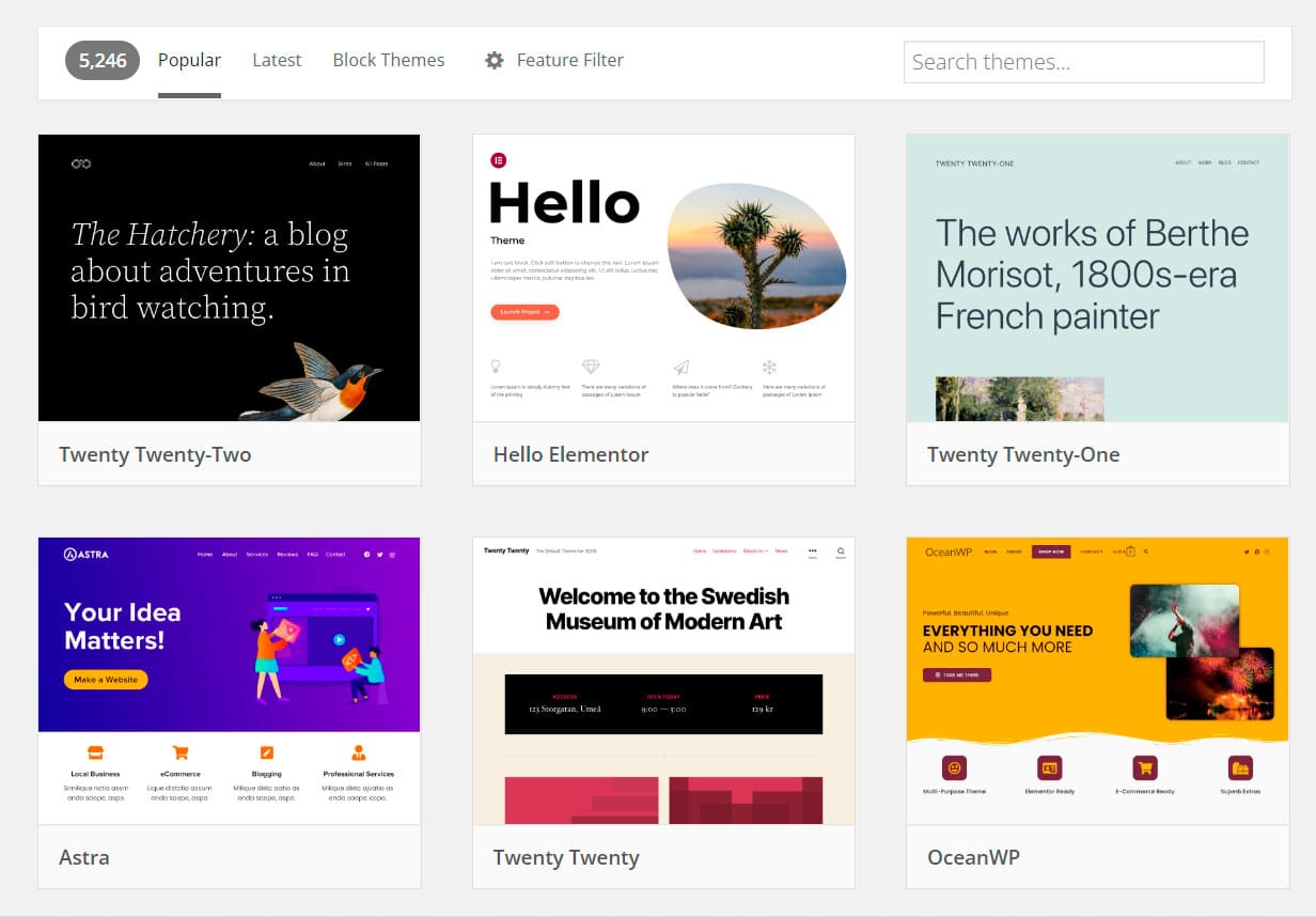 Библиотека тем WordPress