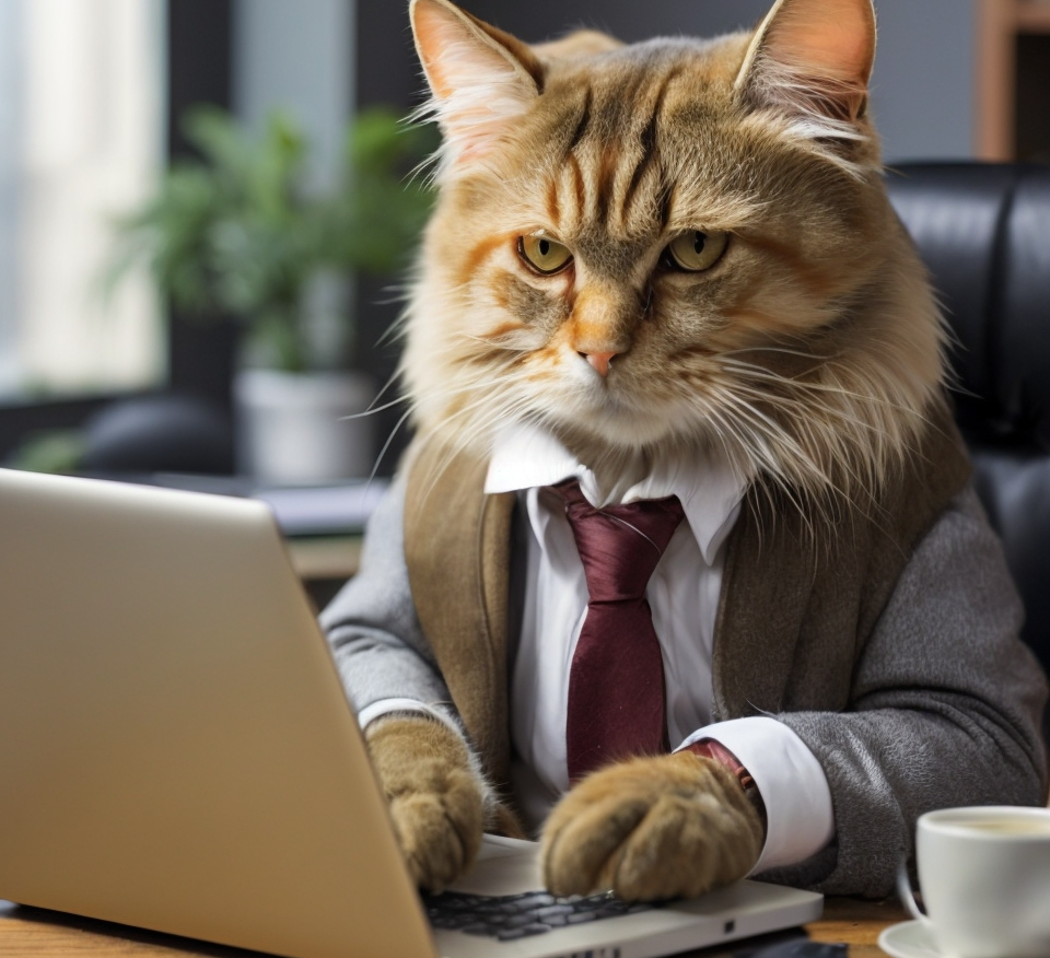Кот смотрит на ноут и не понимает зачем он тут