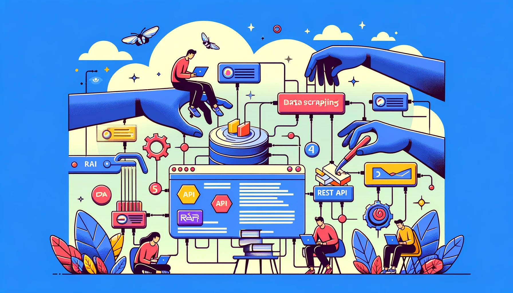 showcases data scraping through REST API services